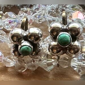 South American Flower Sterling Silver and Chalcedony screw-back earrings